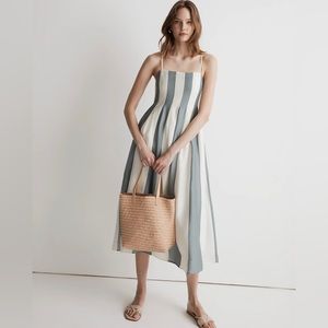Madewell Pleated Midi Dress in color “overcast” BRAND NEW